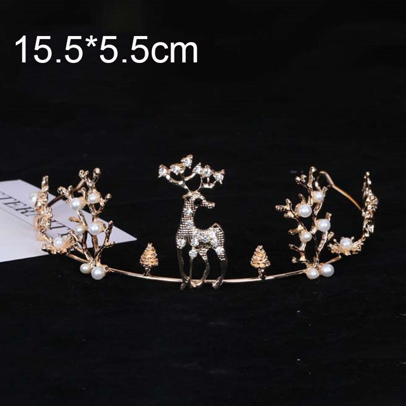1PC Crystal Diamonds Pearl Crown Cake Toppers Baptism Birthday Wedding Cake Decoration Supplies Happy Birthday Hats Tiara: Deer