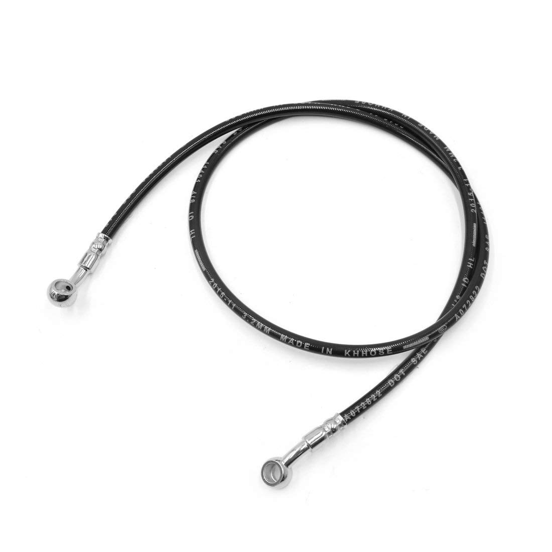 uxcell Black 110cm Length Stainless Steel Rubber Motorcycle Brake Oil Hose Fuel Tube Low Permeability Oil Hose