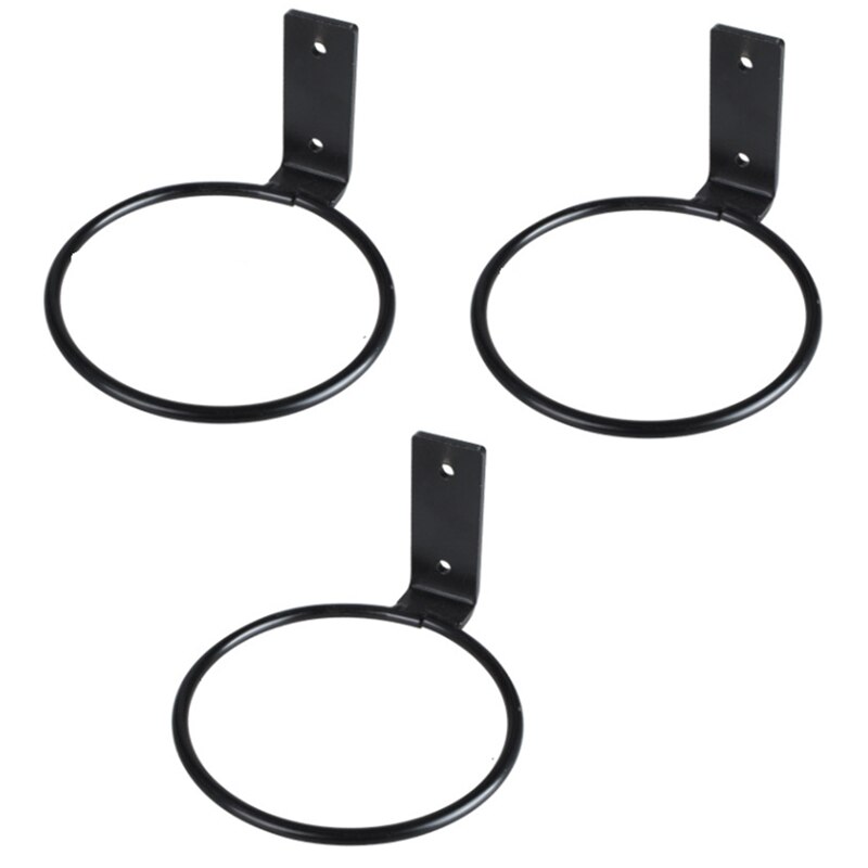 Bloempothouder ring muurbevestiging metalen plantenbak haken hangers muurbeugel , 3- pack, zwart , 8 inch: Default Title