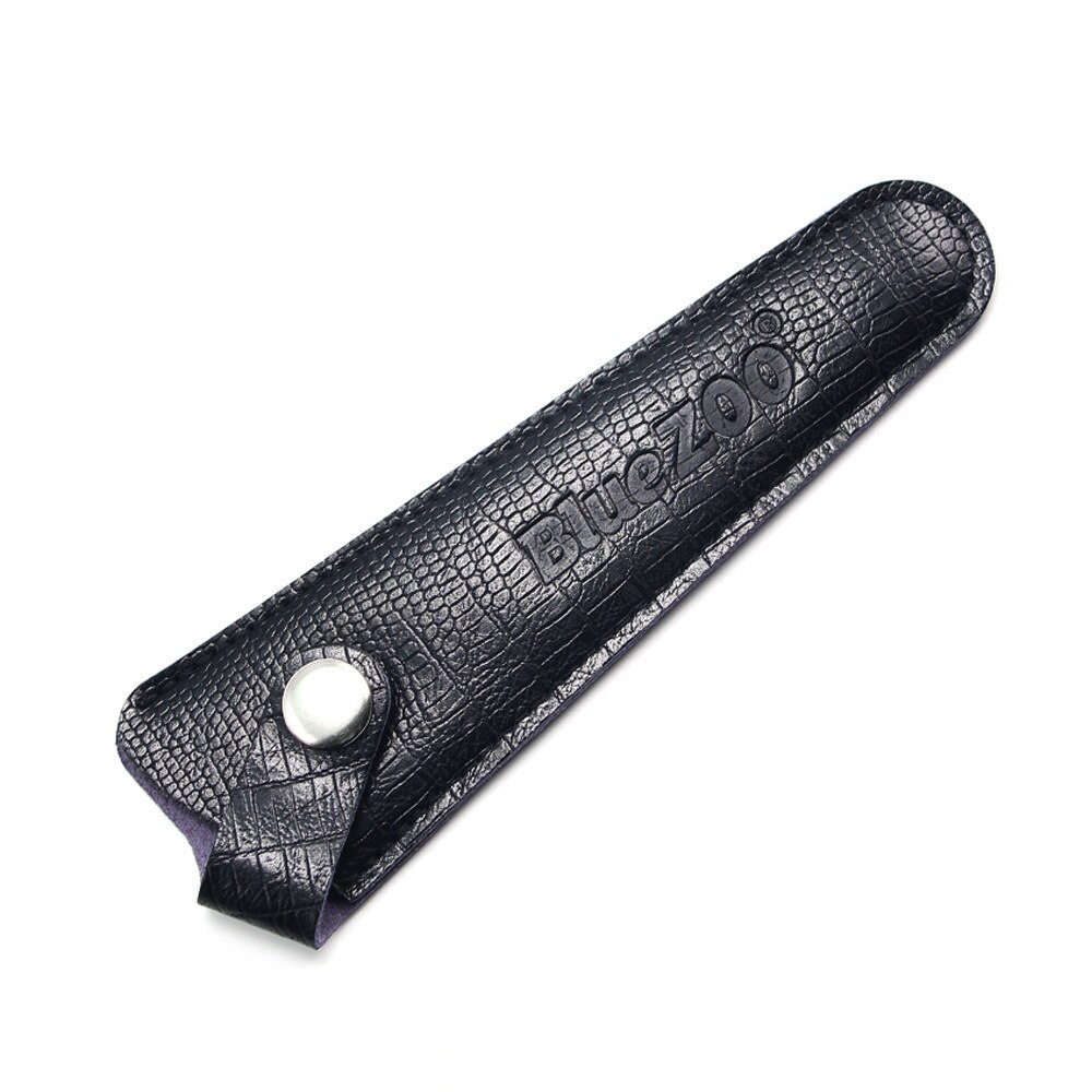 Bluezoo – ciseaux pour barbier avec couvercle en cuir, en acier inoxydable, pour barbe, Salon de coiffure