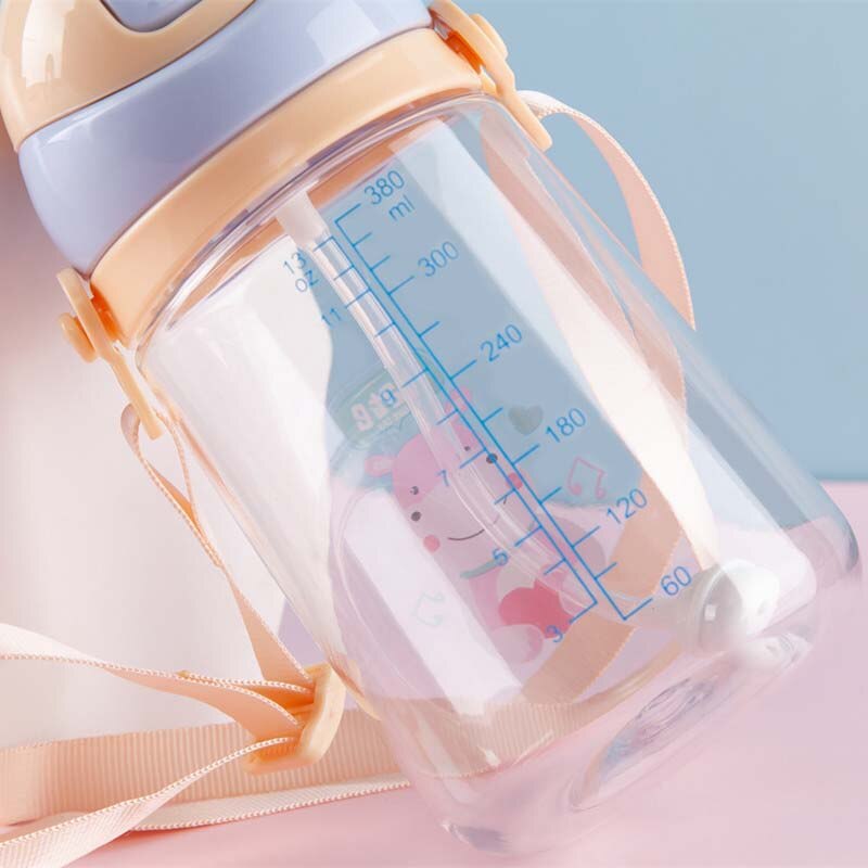 Babybekers duurzame draagbare kinderbeker met rietje waterfles met touw pasgeboren drinkbeker waterkoker voor baby's