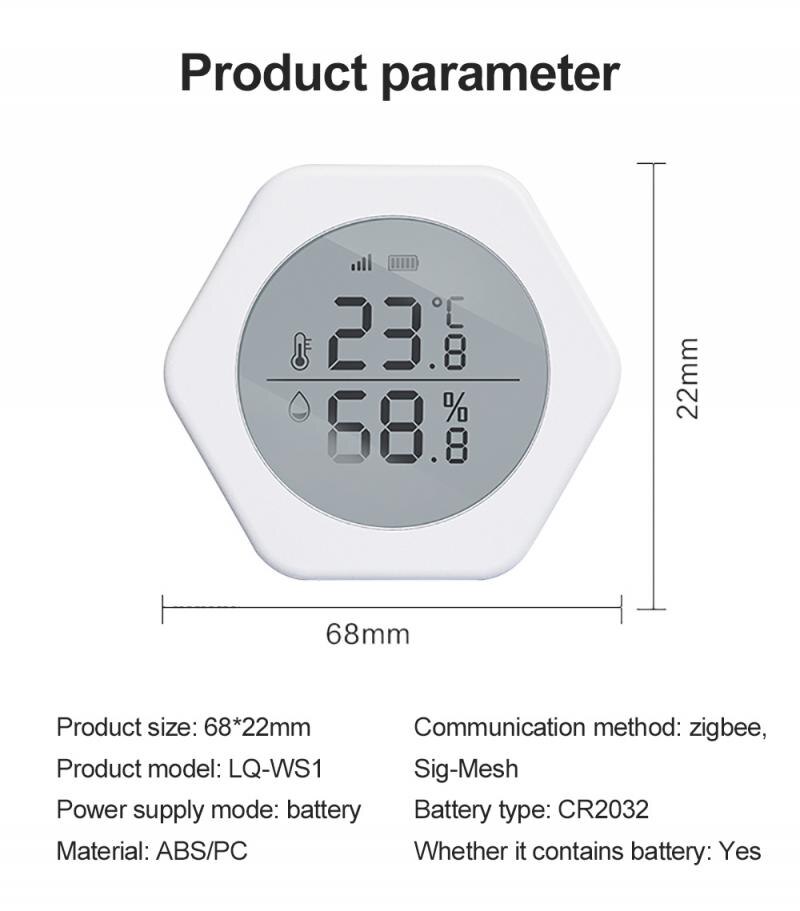 ZigBee WIFI Temperature&Humidity Sensor With LCD Screen Display Working With TuYa ZigBee Hub Battery Powered Smart Life