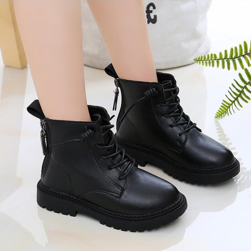 Peuter Jongens Zwart Lederen Schoenen En Najaar Baby Kinderen Laarzen Jongens Casual Sneakers Mode Meisjes Leren Schoenen Kids