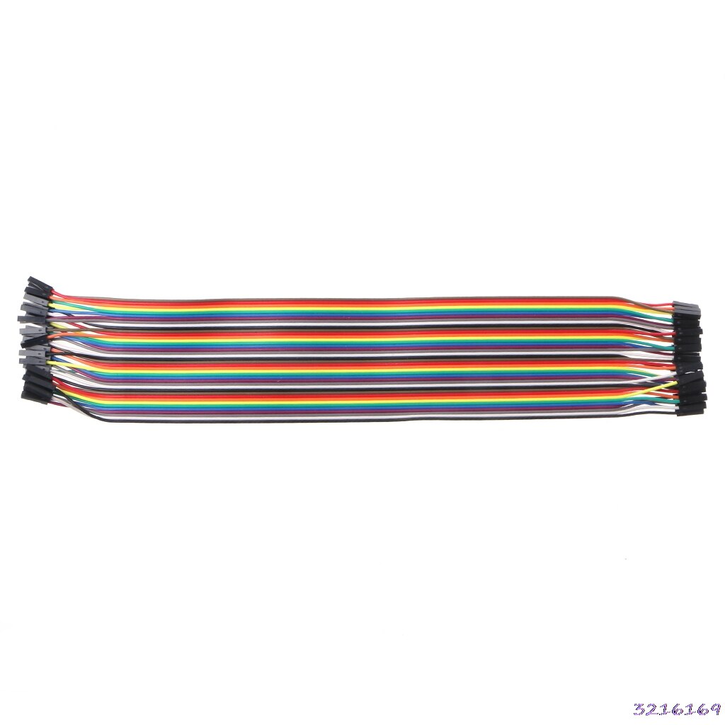 40 stk kabler mf / mm / ff jumper breadboard wire farverigt gpio bånd til diy kit: 30cm mm