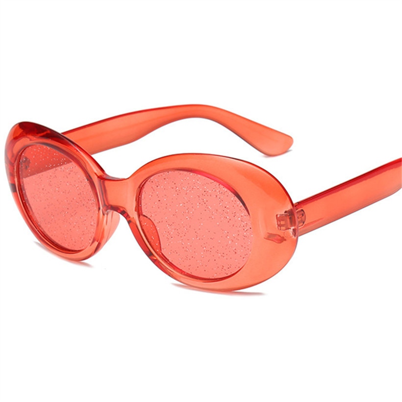 NYWOOH Oval Sunglasses Women Colorful Candy Clear Sun Glasses Men Sequin Red Pink Eyewear Kurt Cobain Glasses Clout Goggles
