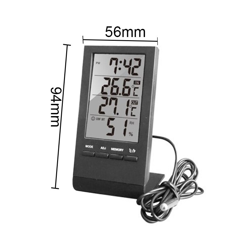 LCD Electronic Digital Temperature Humidity Meter Thermometer Hygrometer Indoor Outdoor Weather Station Clock