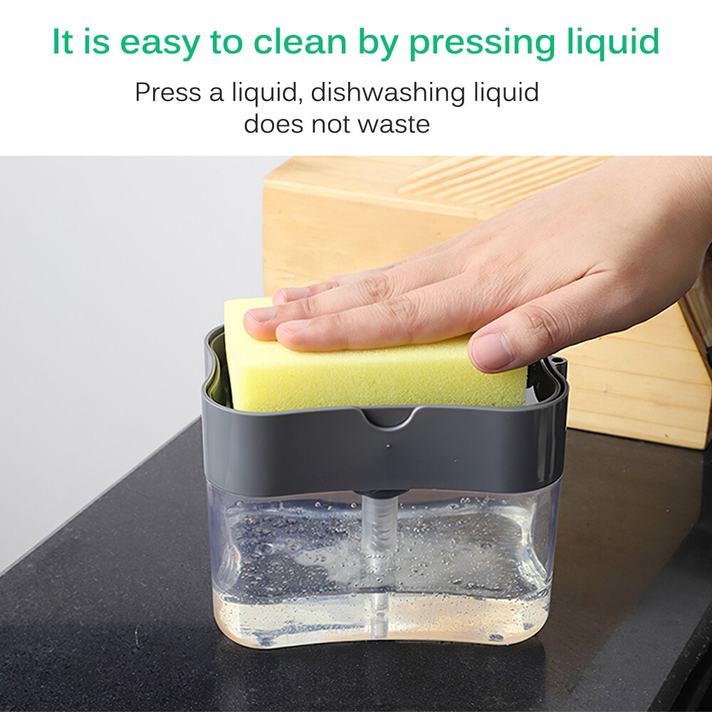 Soap Dispenser Pump With Sponge Manual Press Cleaning Liquid Dispenser Container Manual Press Soap Organizer Kitchen Tool