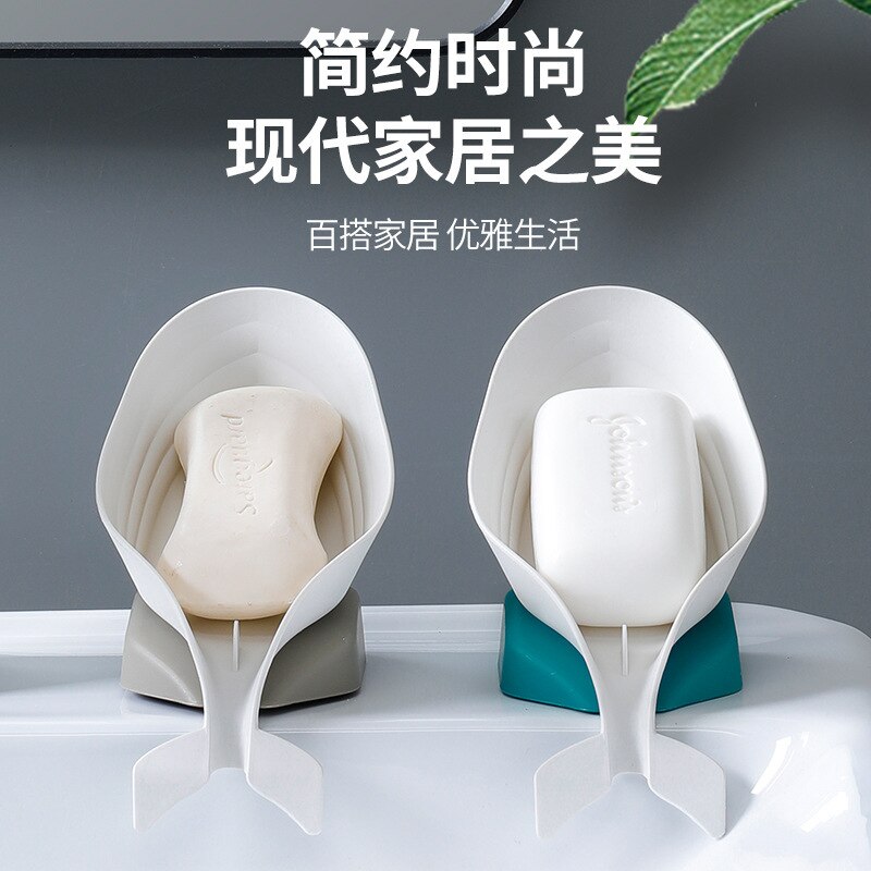 Kreatywna mydelniczka delfin, łazienka i toaleta perforowana plastikowa mydelniczka, przyssawka mydelniczka