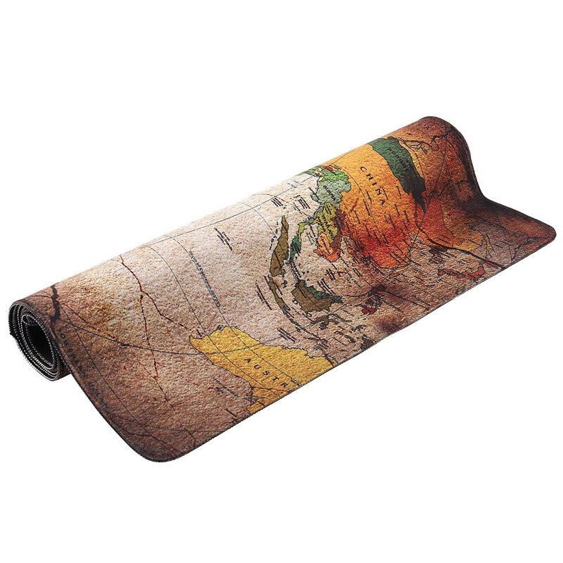 Alfombrilla de ratón del juego Mapa del viejo mundo teclado grande alfombrilla de escritorio de ordenador portátil marrón 90X40X0.2cm y 4 puertos USB 3,0 extensor divisor