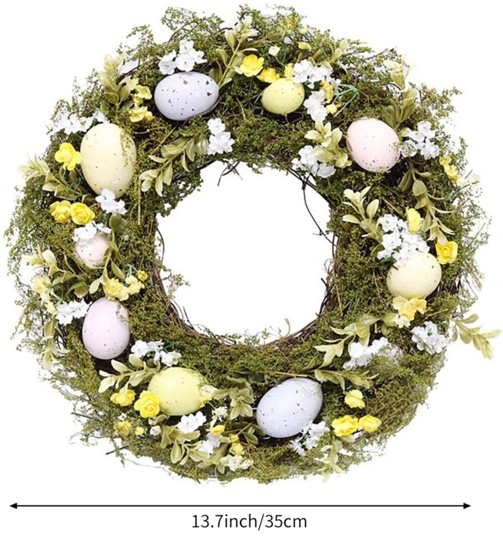 35cm Handmade Spring Summer Wreath Door Home Decoration Accessories Garland Easter Eggs Wreath Wedding Party Craft Decor