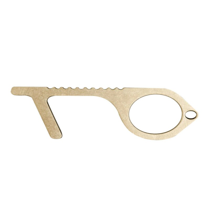 No Touch Door Open Key Avoid Touch Contactless Open Door Elevator Safety Key Door Open Isolation Brass Silver Storage Key Buckle: 1 pc brass