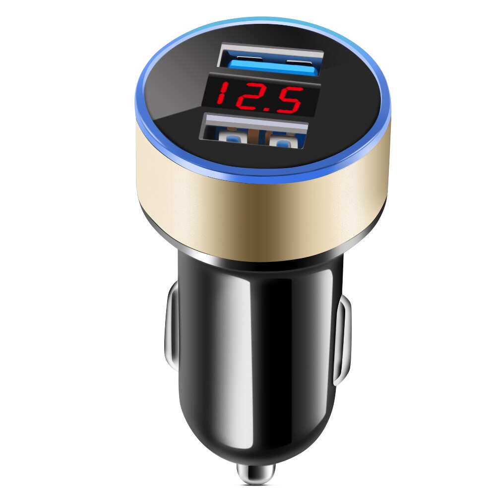Carregador de carro 3.1a carga rápida porta usb dupla display led para mercedes benz w211 w203 w204 w210 w124 amg w202 cla w212 w220: Dourado