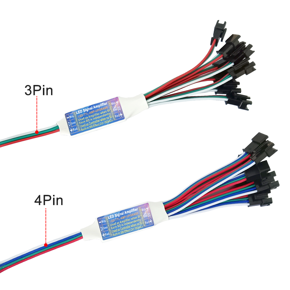 LED TTL Signal Amplifier Repeater Controller 2 In 1 For WS2812B WS2811 WS2813 WS2815 SK6812 3Pin 4Pin RGB Addressable LED Strip