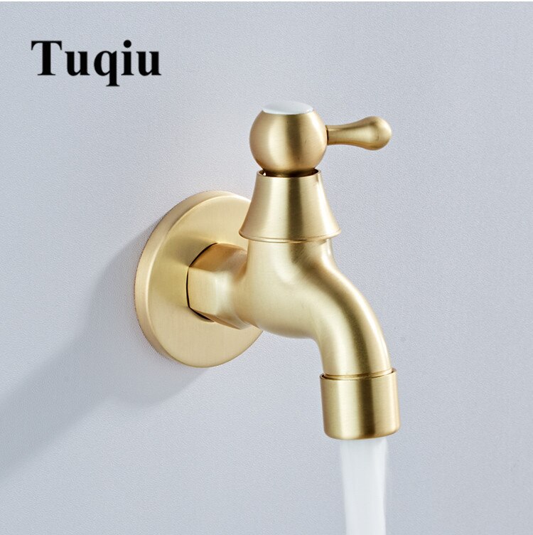 Washing Machine Faucet Mop Brushed Gold Bathroom Faucet Brass Material Tap Outdoor Garden Tap Decorative Kitchen Tap WC Bibcock