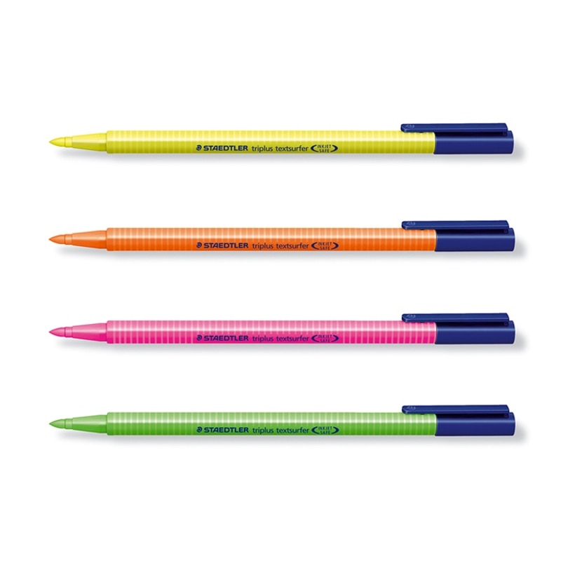 5 stk staedtler triplus textsufer trekantet highlighter 362 trigonometrisk lastning neon pen gul / pink / orange / grøn farve