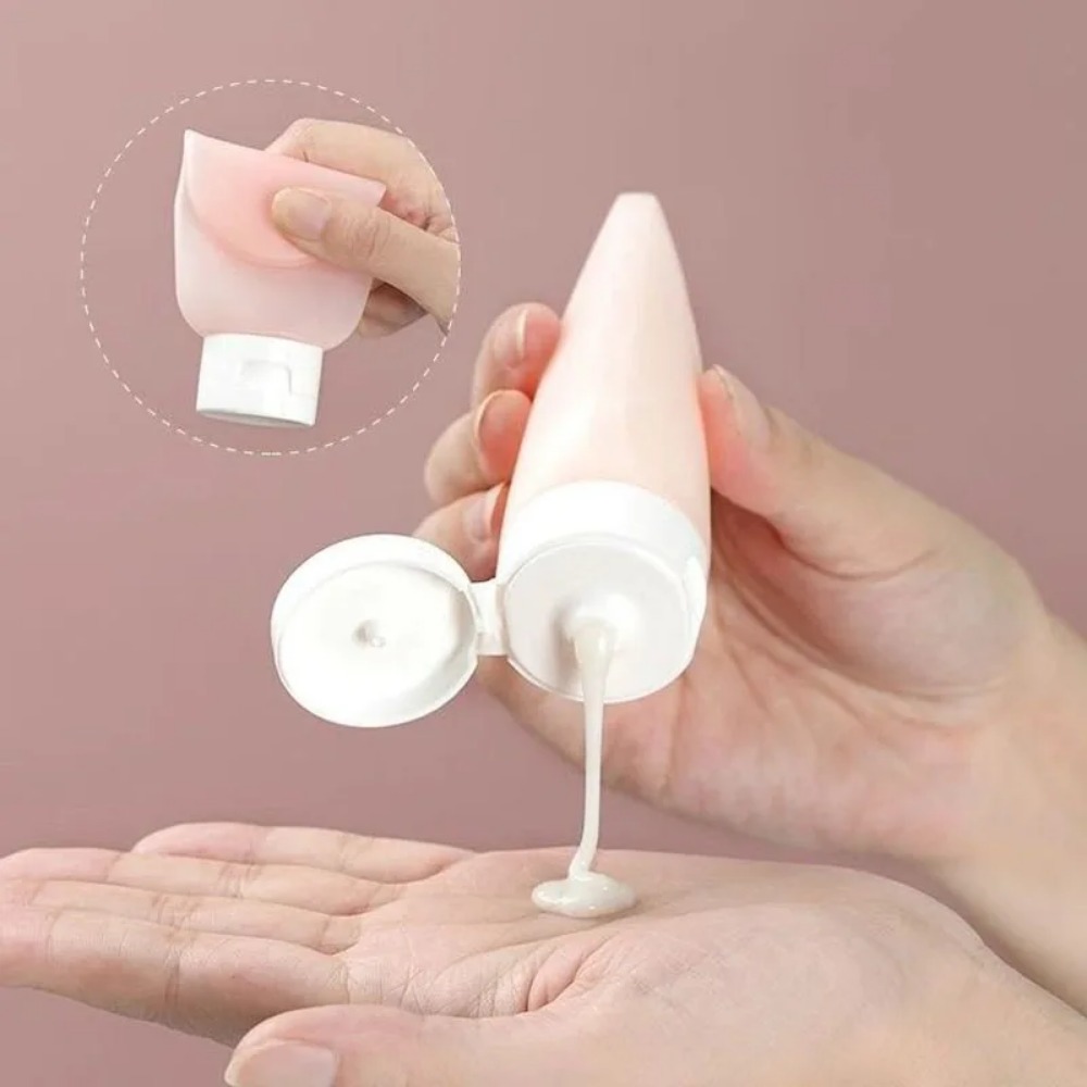 4 pièces/ensemble bouteille rechargeable 60ml récipient de Lotion en Silicone souple Tube à presser bouteille vide bouteille de shampoing de voyage Portable