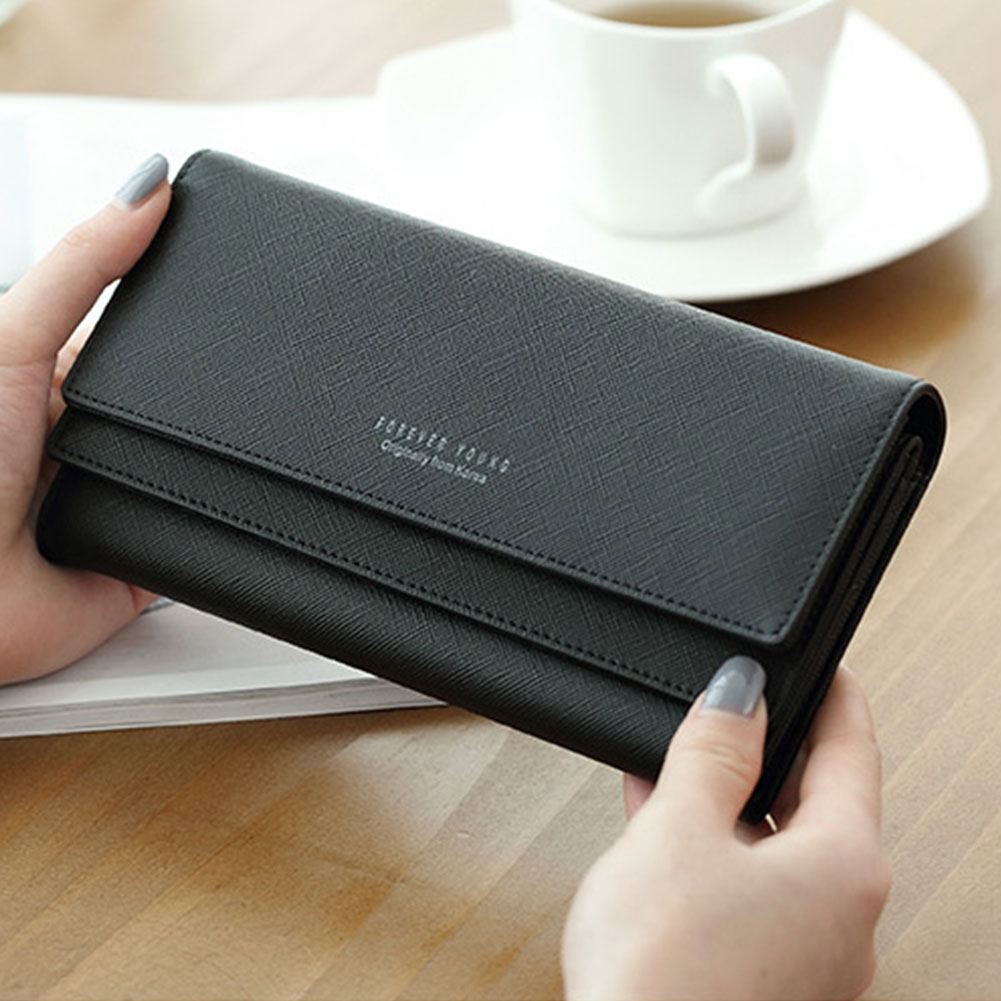 Wallet Organizer PU Tri-fold Purse Large Capacity Multifunction Coin Pocket Long Multiple Card Slot