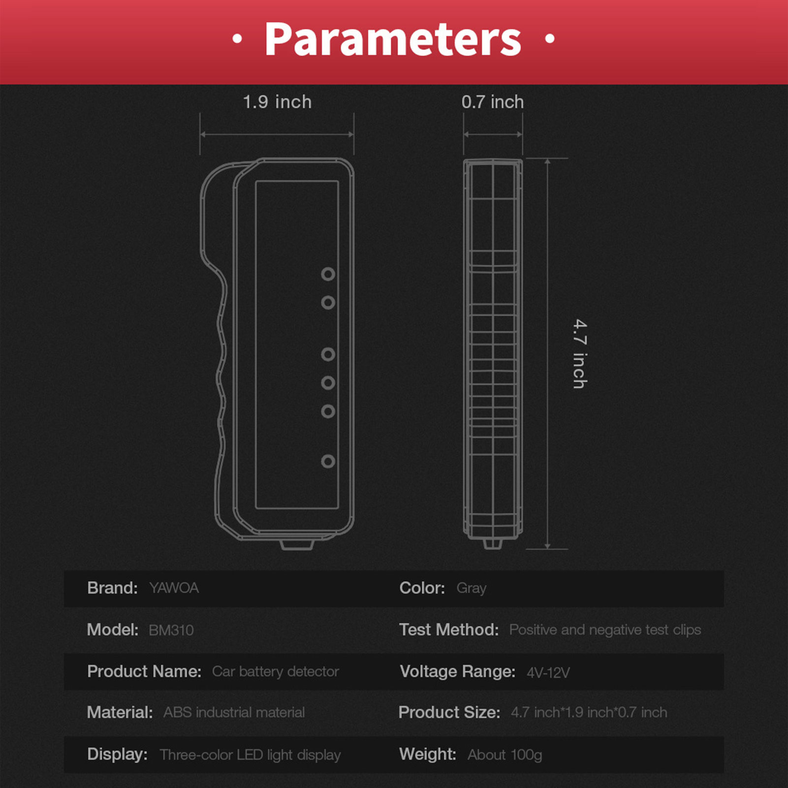 Car Battery Tester Auto Checker Alternator 12V 6LED Lights Display For Car Vehicle Motorcycle Auto Diagnostic Tool