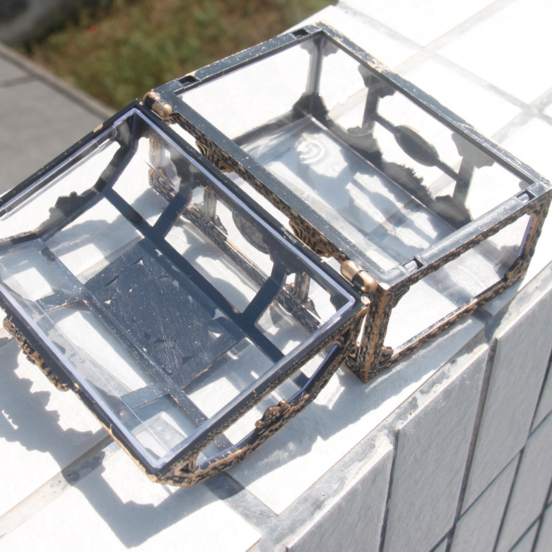 Vintage Transparent Pirate Treasure Storage Box Candy Trinket For Jewelry Crystal Gem Trinket Box Holder Organizer Earrings Box
