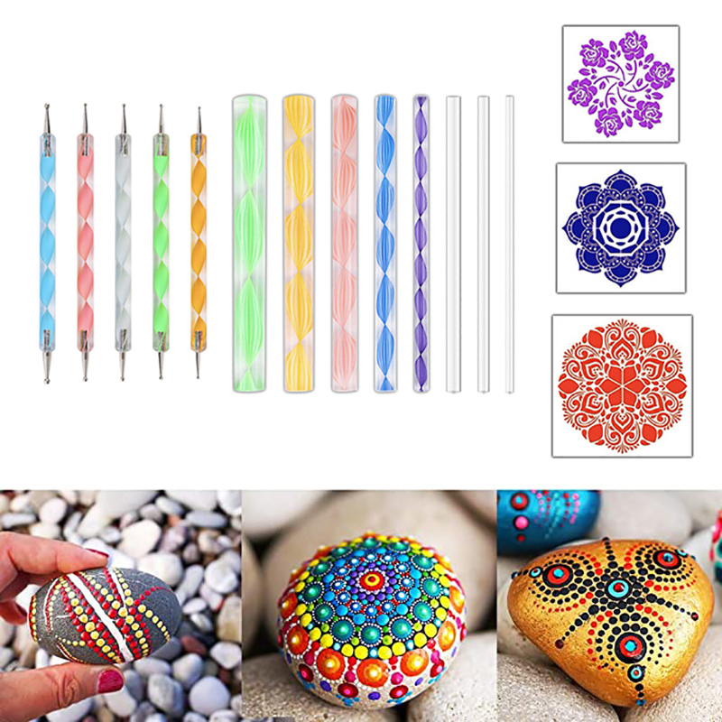 Multi Pieces Mandala Dotting Tools for Painting Rocks Acrylic Rods Double Sided Dotting Tools Mandala Stencils Art Craft Kit