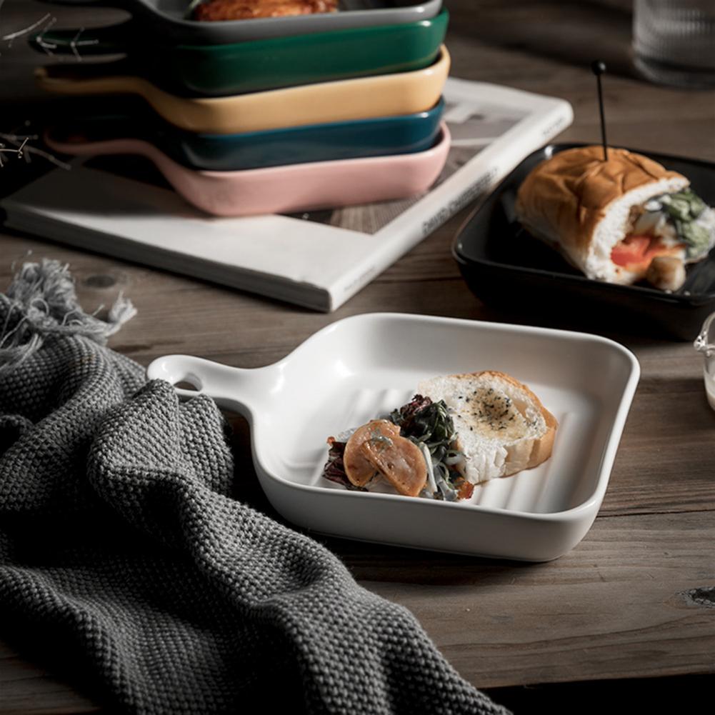 Food Plate Non-stick Heat-insulated Ceramic Kitchen Cooking Plates Anti-slip Handle Cooking Space-saving Baking Wide Application