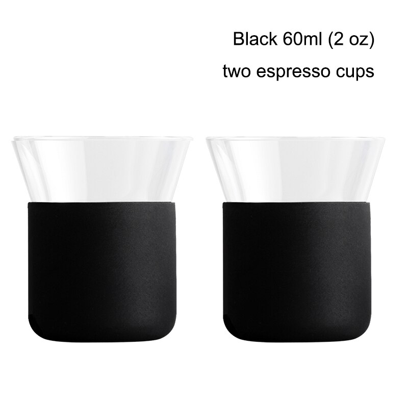 Minimalistisk par kaffekop stor diameter tynd kop krop, to espressokopper glas 60ml/2oz: Sorte to kopper