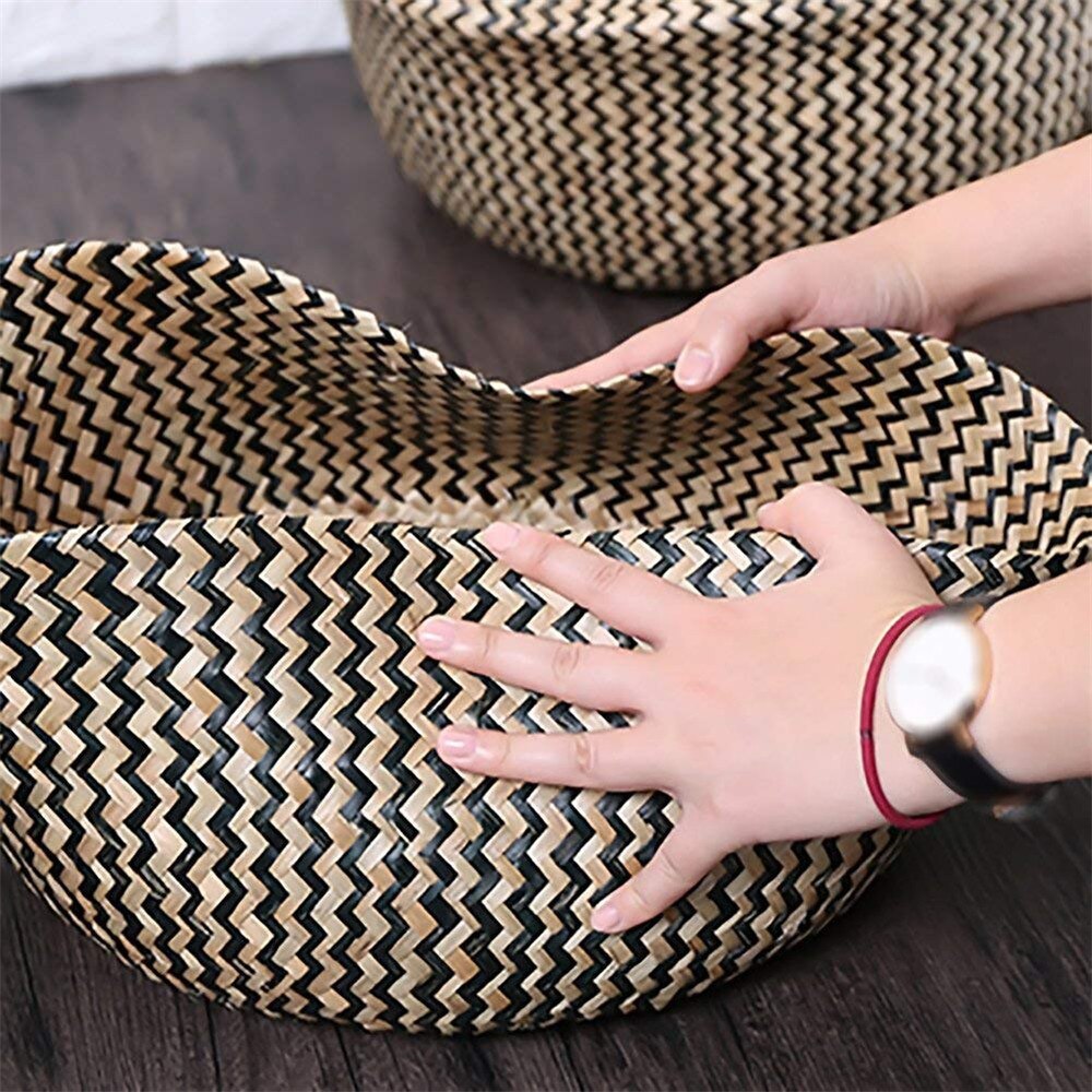 Home Seagrass Wicker Basket Flower Pot Folding Basket Dirty Basket Storage Decoration Flower Basket Pot #40
