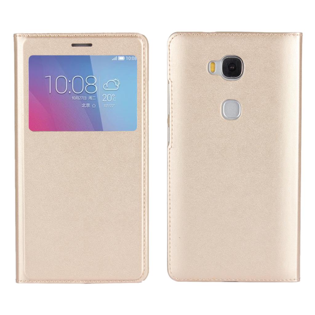 Funda protectora de negocios ultrafina funda de teléfono tipo ventana Funda de cuero pu para Huawei Honor 5X: Gold DTSC