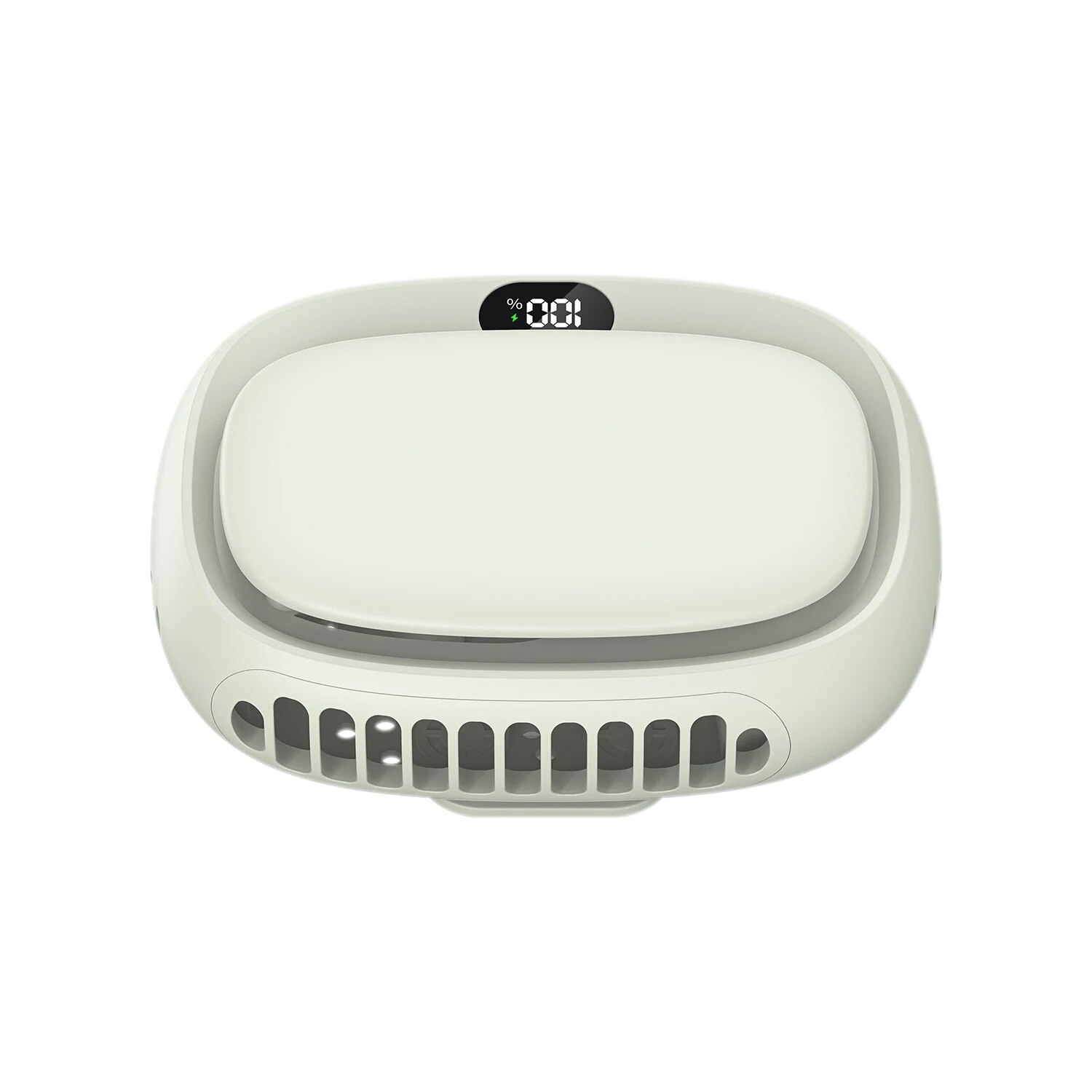 Mini ventilateur portatif multifonction suspendu au cou, 2024 mAh, 5 vitesses, Rechargeable par USB, avec écran d'affichage, nouveauté 1800: WHITE