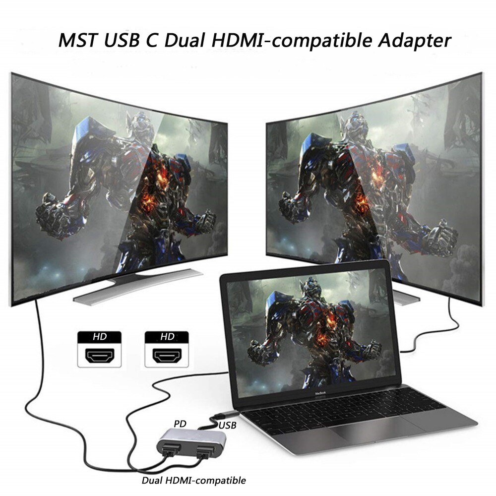 Usb Type C Laptop Docking Station Dual Hdmi Dual Screen Display Usb 3.0 Hub Adapter Dock Voor Hp Dell Xps oppervlak Lenovo Thinkpad