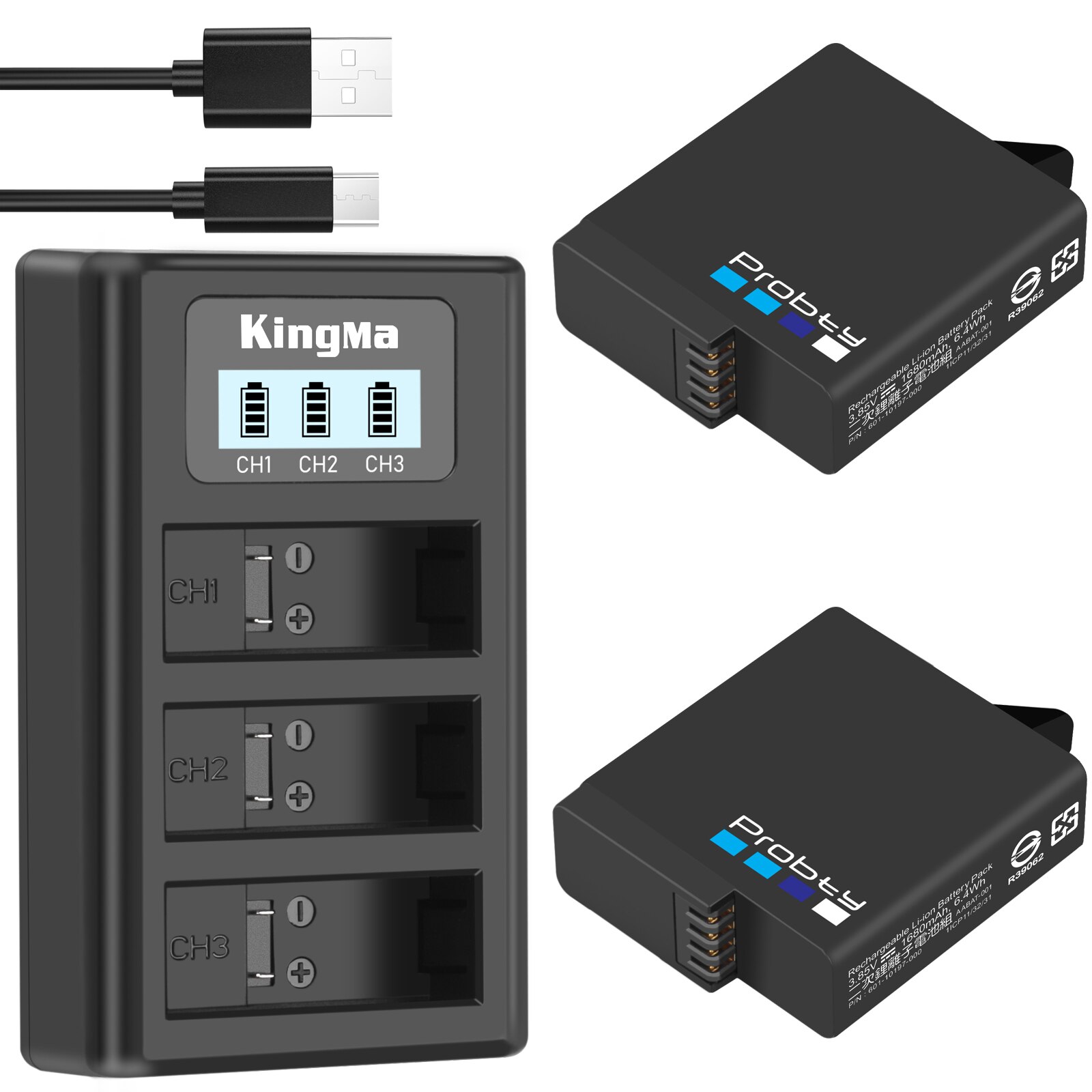 Original probty för gopro hero 5 hero 6 hero 7 batteri bateria akku för gopro hero 5 6 7 svart kamerabatteri ahdbt 501