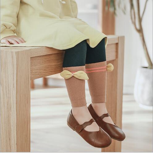 Spring and summer pair of needle children's nine-point pants with bow wings girls leggings