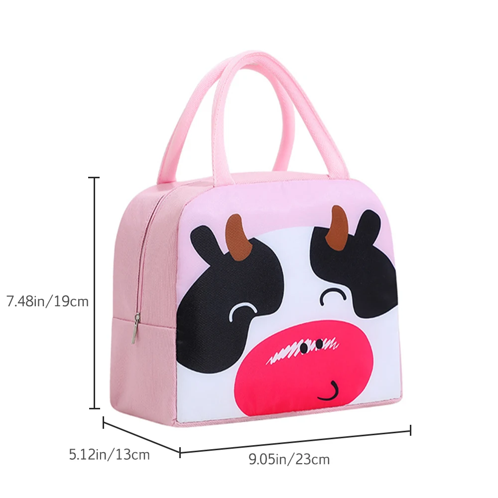 Cartoon Lunch Bag Portable Insulated Thermal Lunch Box Picnic Supplies Bags Milk Bottle For Women Girl Kids Children: Pink