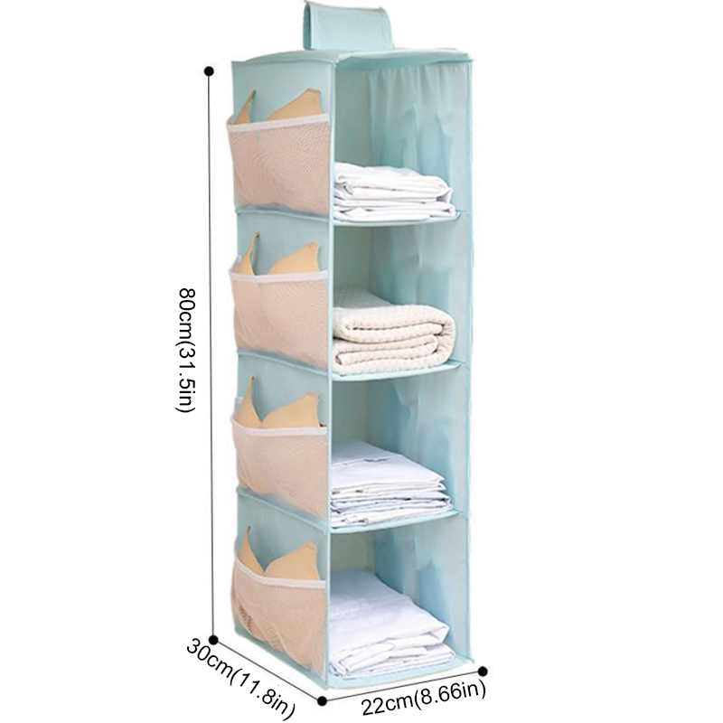 Multi-Layer Hanging Closet Organizer Hanging Bag/Shelf Foldable For Bra Storage Bag Socks Clothes Storage Organizer Hanging Bag: MULTI