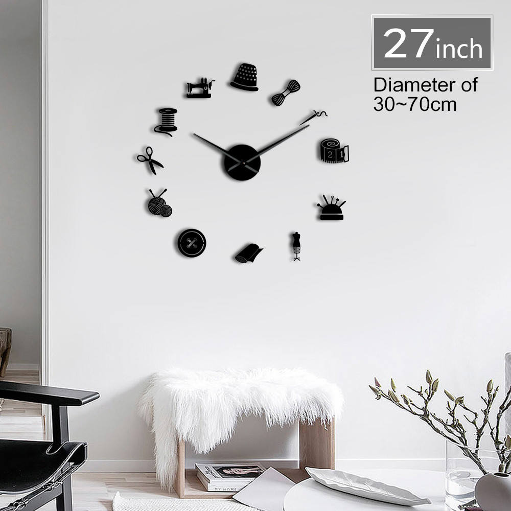 Reloj de pared gigante sin marco 3D, reloj de pared con marco y efecto espejo, para decoración de habitación y pared