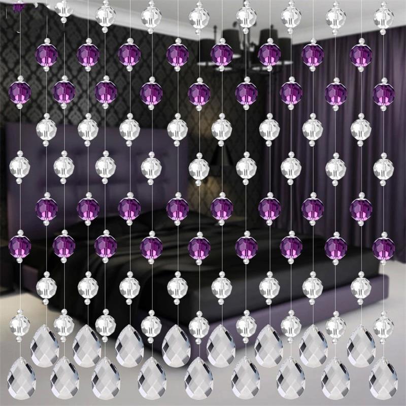 20 meter 8 farve bryllupsfest boligdekorationer arylglas krystalperler krans reb gardin hængende på skærmen