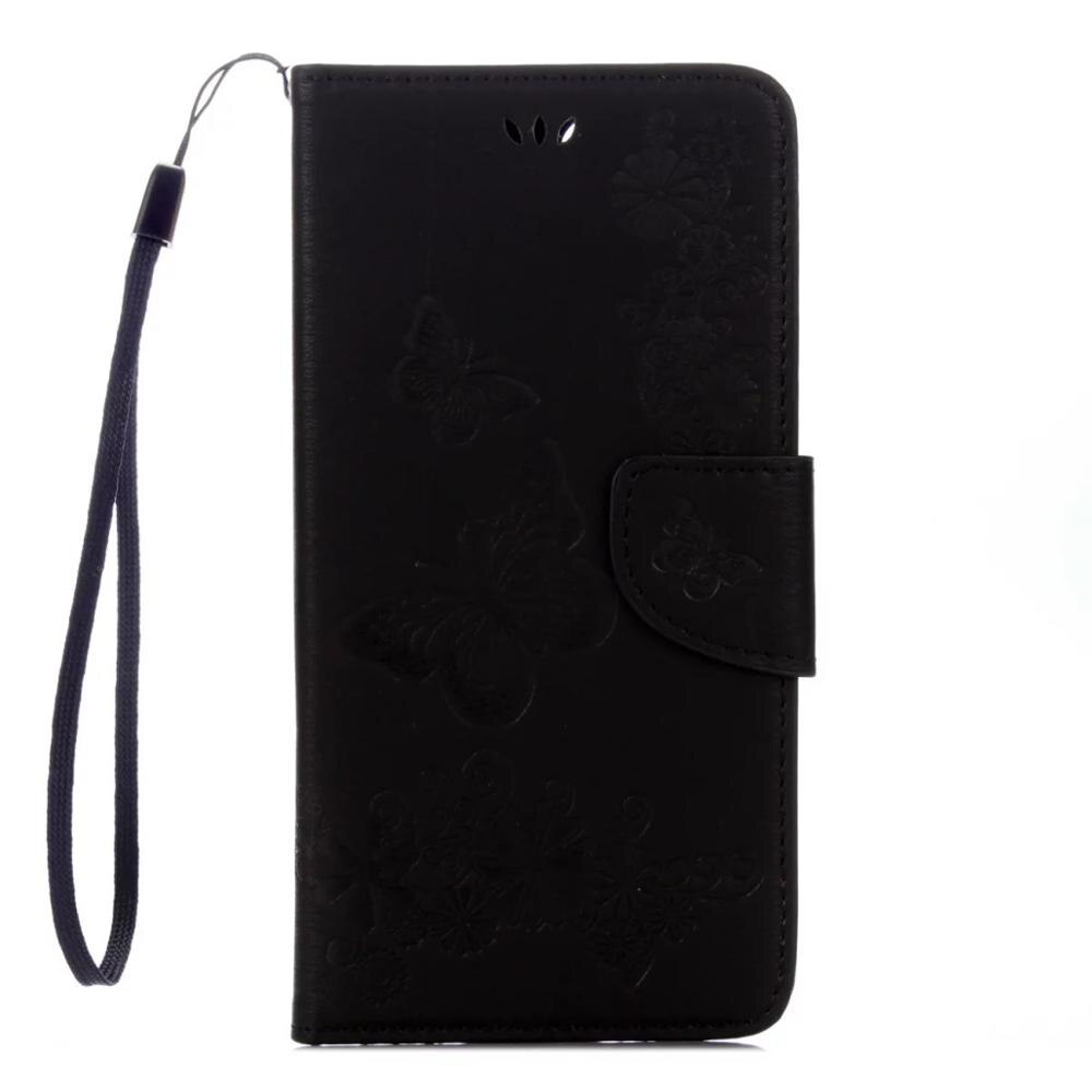 En relieve de cuero flip case para iphone6 6 s plus butteryfly retrocede plus funda cartera de cubierta para iphone7 7 5S sí mt cajas del teléfono: Black for iPhone6 6s