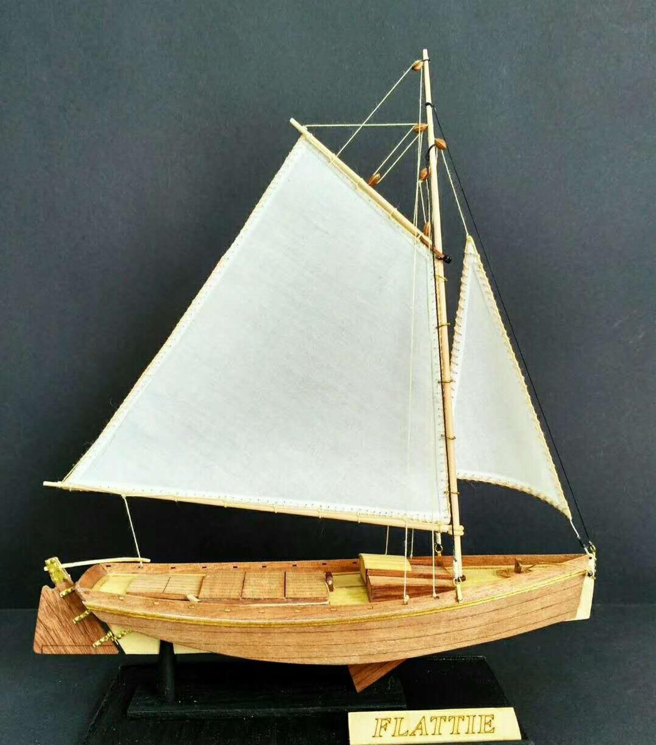 Hobby skib træ model kit: skala 1/35 amerikansk fiskerbåd flattle model