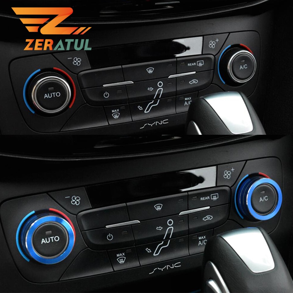 Zeratul Auto Ac Warmte Schakelaar Knop Ring Cover Voor Ford Focus 3 MK3 Focus 4 MK4 - sedan Hatchback St Accessoires