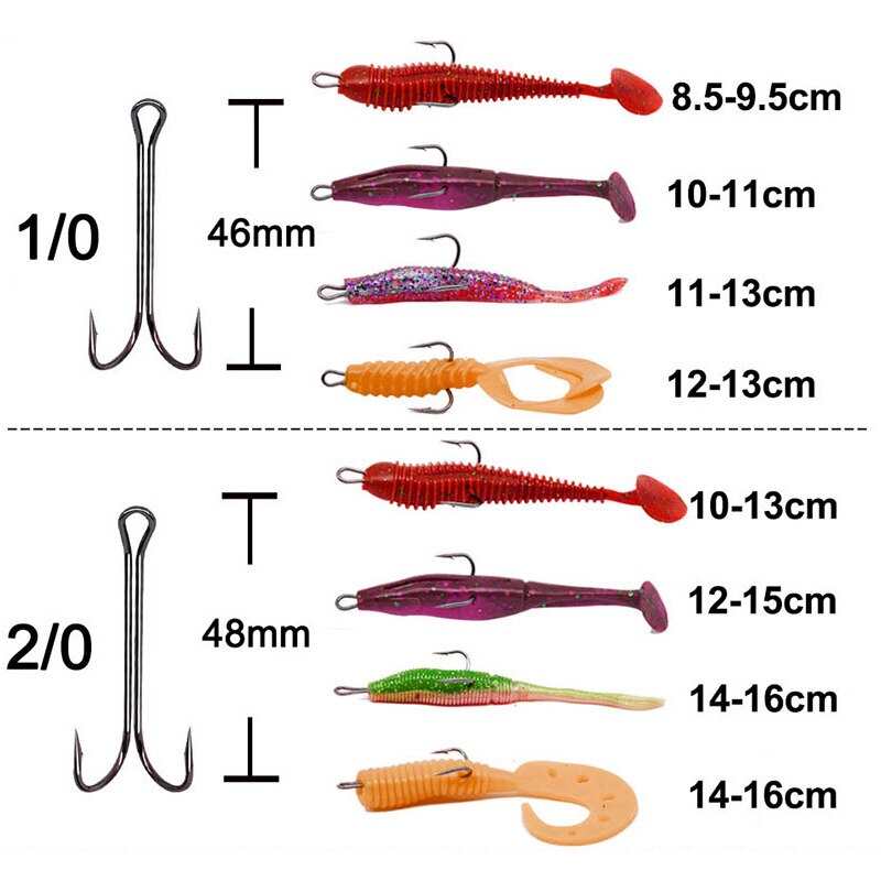 20 stücke mit Kasten Lange Schaft Doppel Haken Kraut Angeln haken Fliegen Binden Duple Haken für Jig Bass Fisch angeln angelgerät Für Weiche Locken