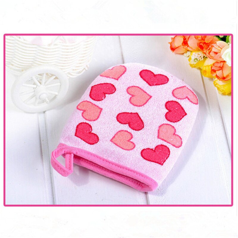 Manoplas de algodón para baño de bebé, manoplas de dibujos animados, esponjas de baño para niños, guantes de goma, manoplas de espuma, paño de lavado, toalla para el cuidado del bebé: Pink