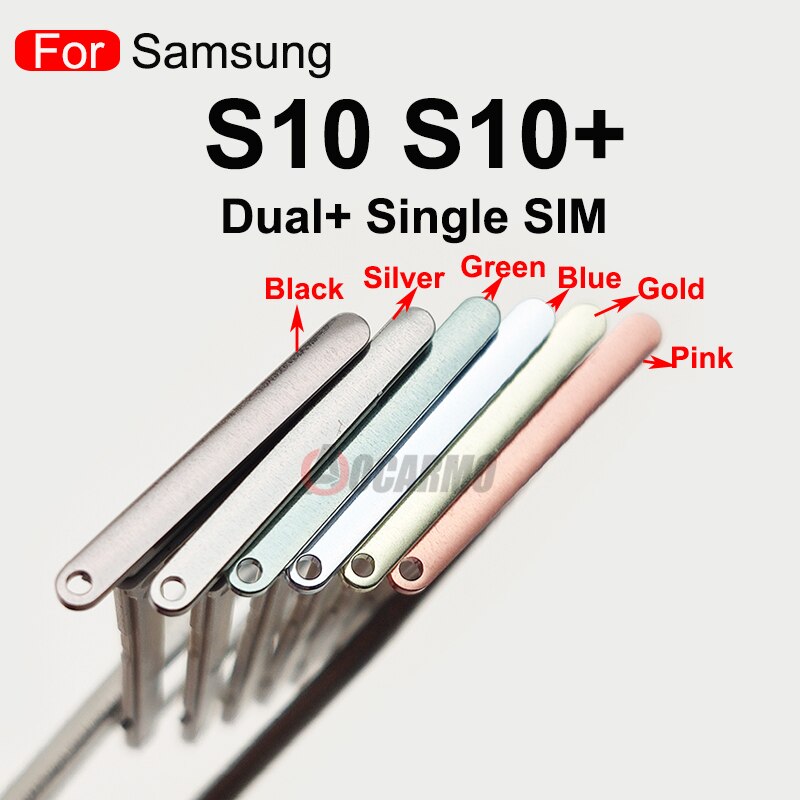 10Pcs/Lot For Samsung Galaxy S10 Plus S10+ Dual Single Sim Card Slot Tray Holder Sim Card Reader Socket Replacement Parts