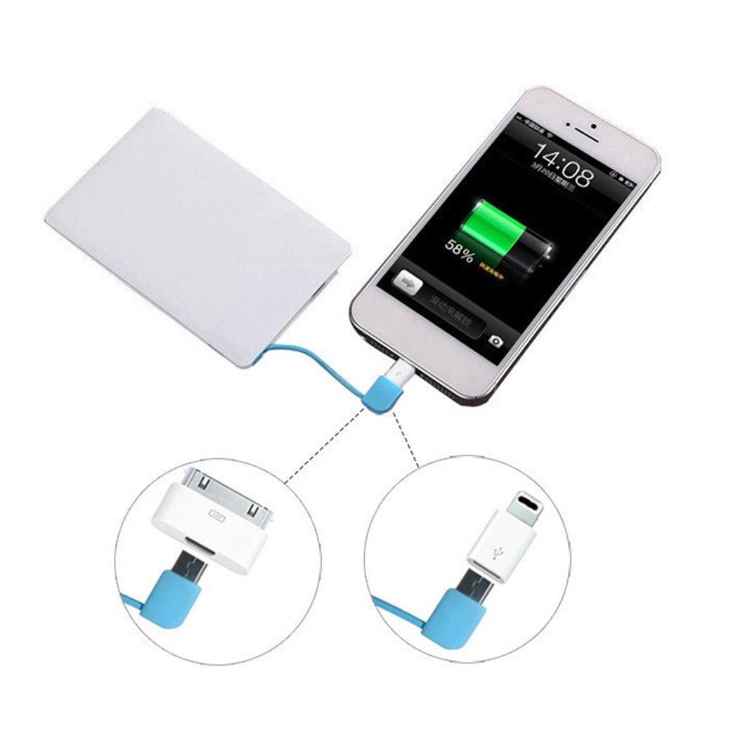 Mini Portable With Charging Cable Phone Plastic Power powerbank Bank Mobile 2000mAh White Micro USB Power