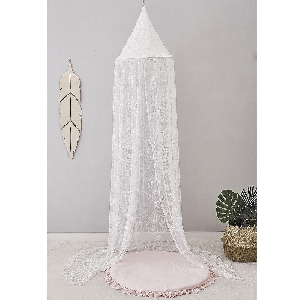 Elegante Del Merletto Della Principessa Culla Letto a Baldacchino, ins Rotonda cupola Appeso Mantovana I Bambini Giocano Tenda di Zanzara Tenda Netto Camera arredamento Bianco