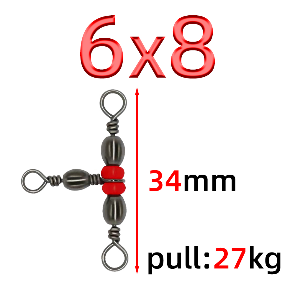 20 stk. japansk trefork flaskeformet tredelt ring 8- -ords ringdeler t-svivel rød perlesvivel fisketilbehør: Lysegrå