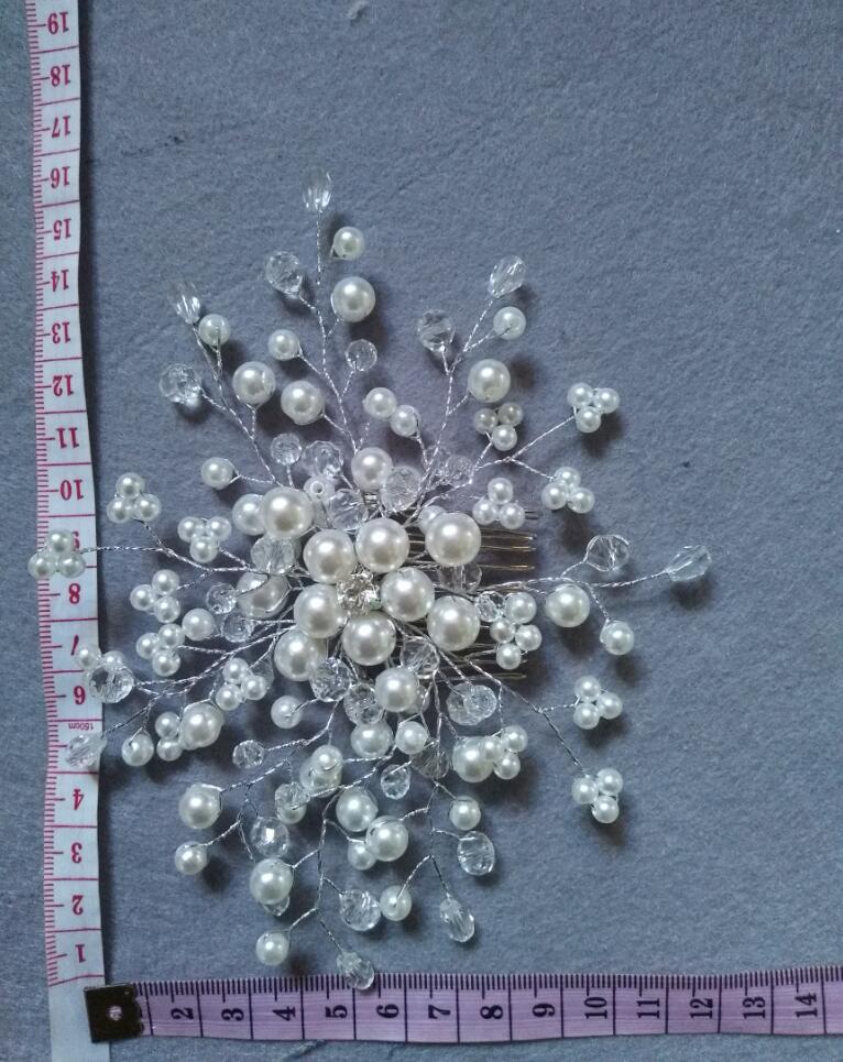 Handmade Headdress with Pearl Wedding Headpiece Bride Pearl Hair Comb Evening Dinner Party Accessories for Women S797