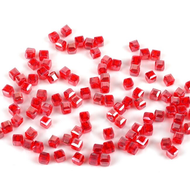 3mm 100 stk mini østrigske krystal firkantede perler til beklædningsdekoration blandede farver glasperler gør-det-selv tilbehør forsyninger: Ab rød