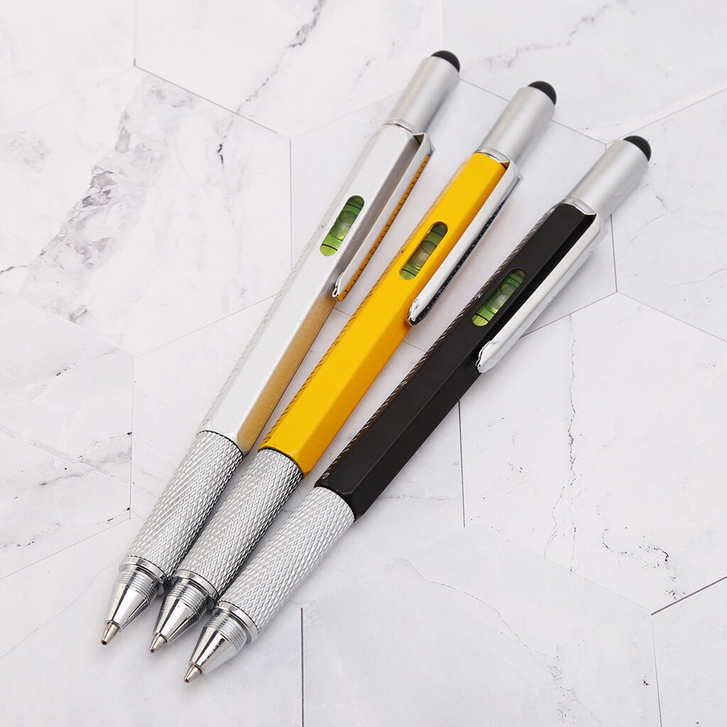 6 in 1 metal pen Multifunction Tool Ballpoint Pen Screwdriver Ruler Spirit Level