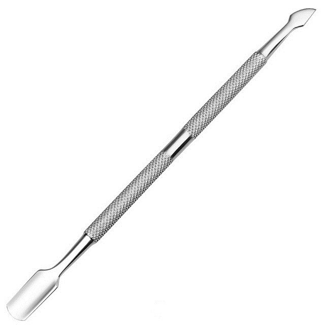 Varilla para pulir cutículas de uñas, removedor de esmalte de acero inoxidable de Gel UV, varilla de doble punta triangular para manicura y pedicura, 1 ud.