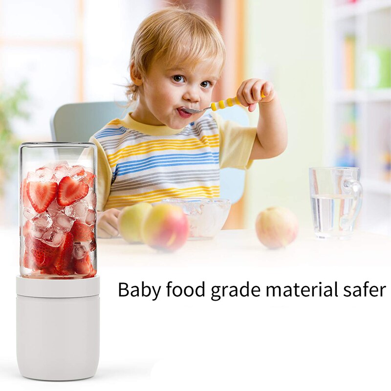 Portable Glass Blender - Cordless Personal Blender Jucier Cup with Rechargeable, 13 Oz Single Serve Fruit Mixer with Stainless S